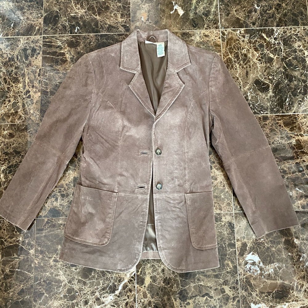 New St. John’s Bay Genuine Brown Suede Women’s Jacket Size L